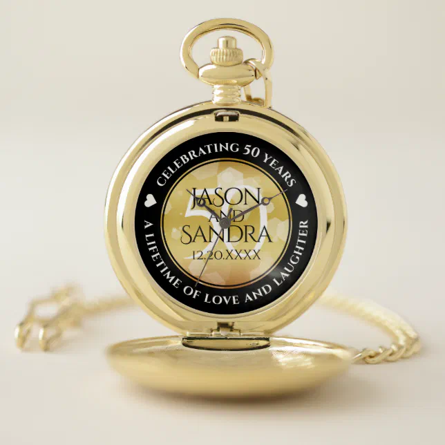 Elegant 50th Golden Wedding Anniversary Pocket Watch