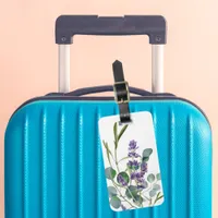 Lavender violet flowers eucalyptus luggage tag