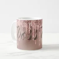 Rose Gold Glitter Drips Boss Lady Coffee Mug