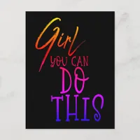 Girl You Can Do This Inspiring Quote Colorful Postcard