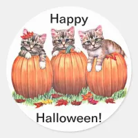 Kittens on Pumpkins for Halloween Stickers