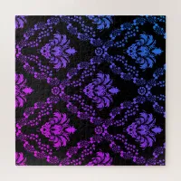 Blue & Pink Pattern on Black | Jigsaw Puzzle