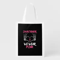 Breast Cancer Awareness Skeleton Heart Women Grocery Bag