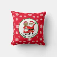 Mr and Mrs Claus, African-American Santa Christmas Throw Pillow