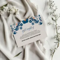 Mexican Blue Orange Floral Elegant Fiesta Wedding Enclosure Card