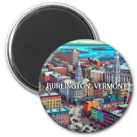 Burlington, Vermont Comic Book Style Art Magnet