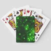 Snowflakes with Green Background Poker Cards
