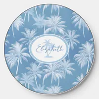 Hawaiian Palm Tree Silhouette Pattern Blue ID1093 Wireless Charger