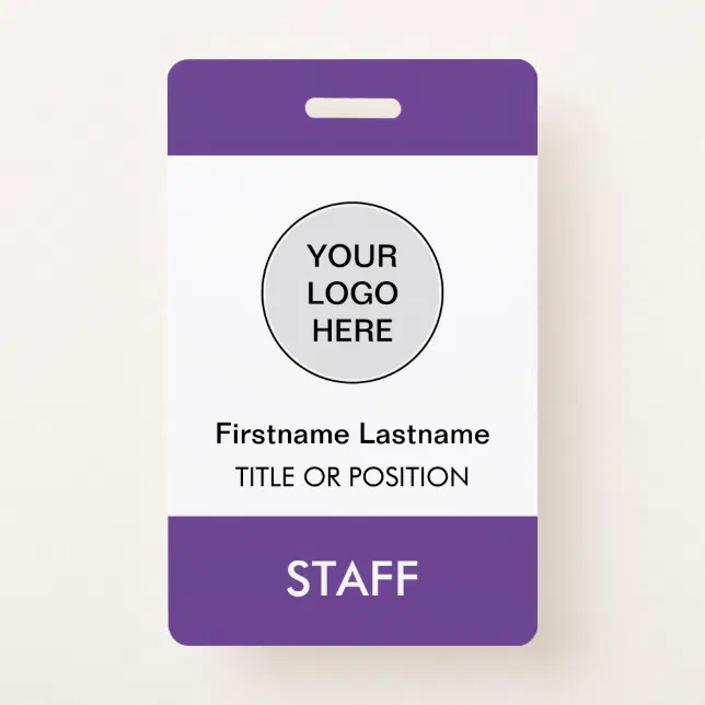 Purple Company Logo Employee Name Badge