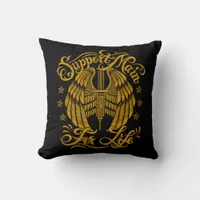 Support Main Yellow Grunge Biker Throw Pillow