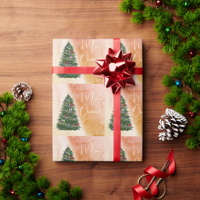 Colorful decorated christmas tree  wrapping paper