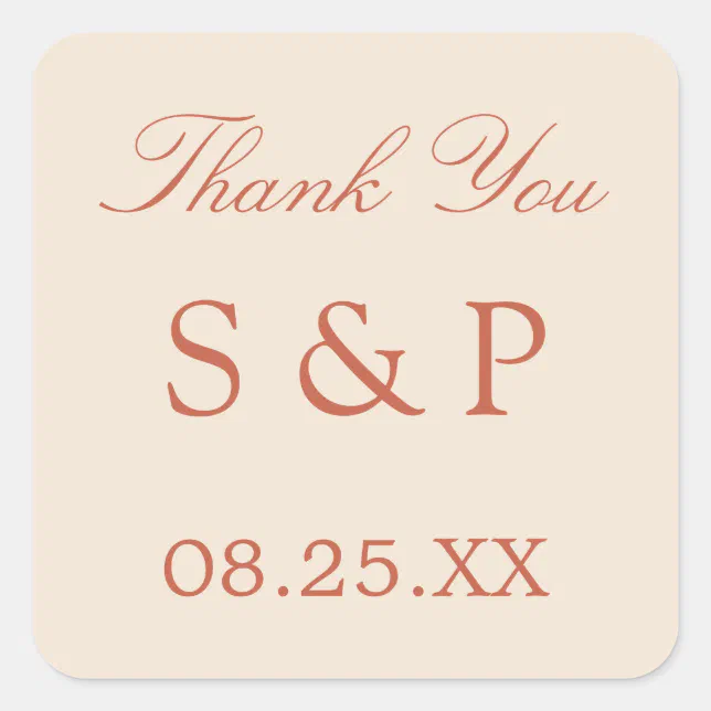 Terracotta Script Wedding Favor Sticker