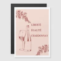 Liberté Égalité Chardonnay Funny Wine Illustration Magnetic Invitation