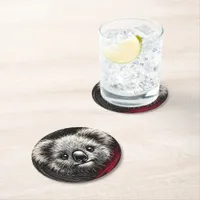 Koala Bear Illustration on Textured Background Round Paper Coaster