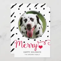 Merry Dots Stripes Typography Photo Holiday Card