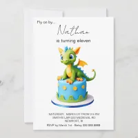 *~* Dragon on Cake Photo AP88 Birthday Party Invitation