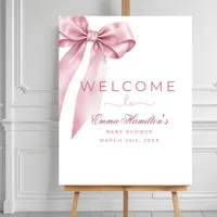 Coquette Bow Baby Shower Welcome Sign – Elegant Pi