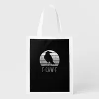 F-Caw-F Crow Bird Retro Moon Vintage F-Caw-F Grocery Bag