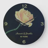 50th Golden Wedding Anniversary Rose Large Clock