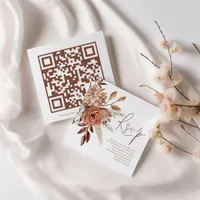 Terracotta Florals QR Code Script Wedding RSVP  Enclosure Card