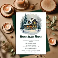 Watercolor Sweet Home Winter Housewarming Party Invitation