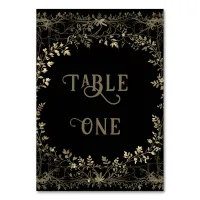 Classy Exquisite Gold Floral on Black  Table Number