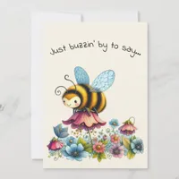 Hello Friendship Whimsical Bee and Flowers Card