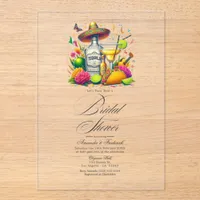 Transparent Mexican Fiesta Sombrero Bridal Shower Acrylic Invitations