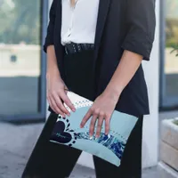 Modern Novelty Custom Name Blue & White Accessory Pouch