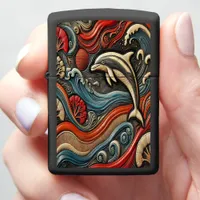 Colorful Dolphin Relief Design Zippo Lighter