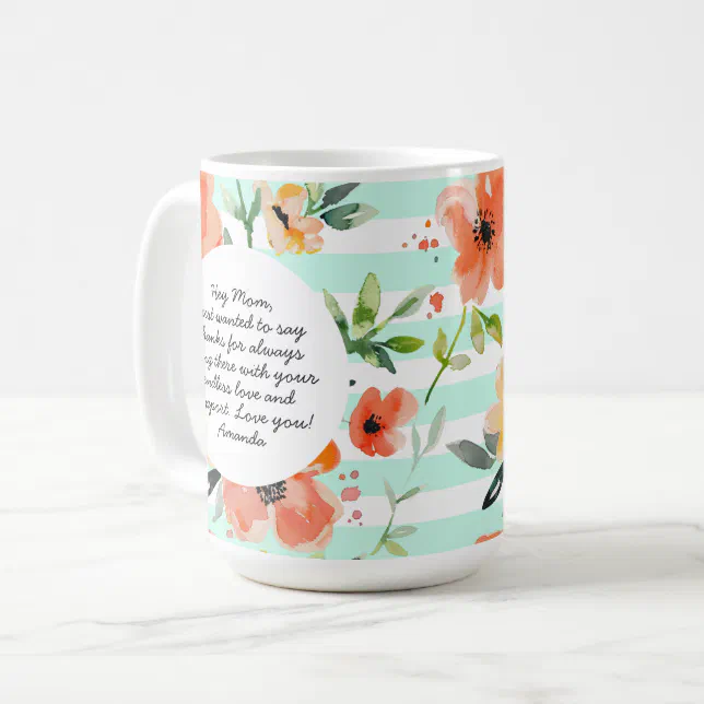 Spring Floral | Mint Stripe | Mother's Day Photo Coffee Mug