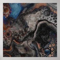 Black and Brown Digital Pour Painting Fluid Art   Poster