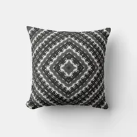 Tribal Diamond Snow Black White Pattern Cushion