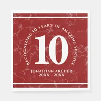 Elegant Red Marble 10 Years Work Anniversary Napkins