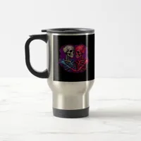 Skeleton Hands Holding Heart Retro Tattoo Style Travel Mug