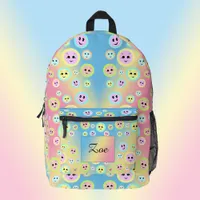 Happy faces in pastel - cute personalizable kids  printed backpack