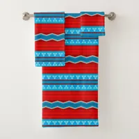 Southwest River Canyon Geometric Red Turquoise Bath Towel Set