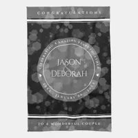 Elegant 4th Linen Wedding Anniversary Celebration Kitchen Towel