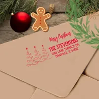 Merry Christmas Trees Return Address RED Self-inking Stamp