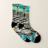 As Time Walks By AI Art Socks