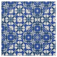 Blue and White Classic Elegant Damask Pattern  Fabric