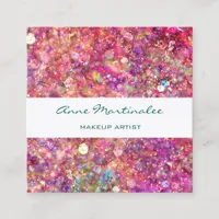 Abstract Pink Glitz Square Business Card