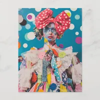 A Polka Dot Bow Fashion lady Collage Postcard