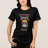 LGBTQIA+ Ally | Raccoon with Rainbow Heart Tri-Blend Shirt