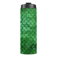 Emerald Green Dragon Scale Pattern Thermal Tumbler