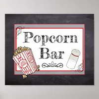 Popcorn Bar Wedding or Baby Shower Sign Poster