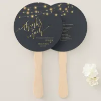 Modern String Lights Wedding Ceremony Gold ID585 Hand Fan