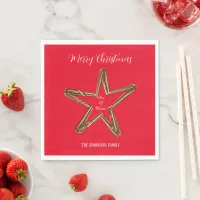 Star of Wonder Red Personalized Merry Christmas Napkins