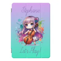 Cute Anime Girl Playing Cello Player Personalized iPad Pro Cover