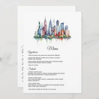 Watercolor New York Wedding Menu